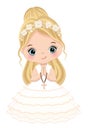 First Communion for Girl. Vector 1st Communion for Cute Little Girl Royalty Free Stock Photo