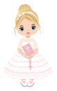 First Communion for Girl. Vector 1st Communion for Cute Teen Girl Royalty Free Stock Photo