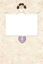 First Communion invitation card brown girl Royalty Free Stock Photo