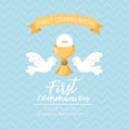 First communion invitation card. vector Royalty Free Stock Photo