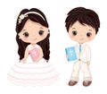 First Communion for Kids. Vector 1st Communion for Cute Little Girl and Boy Royalty Free Stock Photo