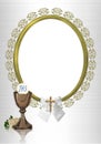 First Communion oval photo frame Royalty Free Stock Photo