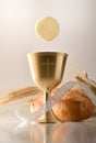First communion reminder with cup and bread Royalty Free Stock Photo