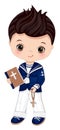 First Communion Spanish Sailor. Vector Little Cute Boy 1st Communion Royalty Free Stock Photo