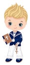 First Communion Spanish Sailor. Vector Little Cute Boy 1st Communion Royalty Free Stock Photo