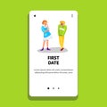 First Date Of Young Couple Boy And Girl Vector