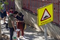 First day at school during COVID-19 pandemic Royalty Free Stock Photo