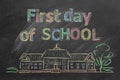 First day of School. Illustration on blackboard Royalty Free Stock Photo