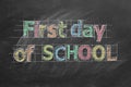 First day of School. Illustration on blackboard. Royalty Free Stock Photo