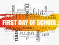 First day of school word cloud collage, education concept Royalty Free Stock Photo