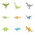 First dinosaur icons set, cartoon style Royalty Free Stock Photo
