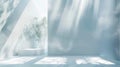 The first display features a soft blue and white gradient with wispy clouds appearing to float across the walls and