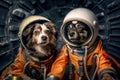 Dogs astronauts in spacesuits