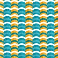 Wave Shape Blue Orange Horizontal Seamless Pattern | Dugdu Series Royalty Free Stock Photo