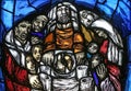 First Easter night, detail of stained glass window in St. James church in Hohenberg, Germany