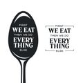 First we eat typography kitchen poster. Vector vintage illustration.