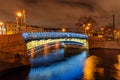 First Engineer Bridge over the Moyka River at night. Saint Petersburg, Russia Royalty Free Stock Photo