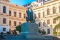 The first experimental public school in Tbilisi, classic gymnasium and statue of Ilia Chavchavadze and Akaki Tsereteli