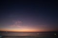 First faint stars at colorful dusk in colombian santa marta city Royalty Free Stock Photo