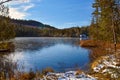 First fall ice in Canadian forest, province of Quebec Royalty Free Stock Photo