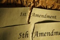 The First and Fifth Amendments ripped in half and the US Constitution Royalty Free Stock Photo
