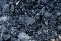 First frosts and colds.coal in hoarfrost .Coal Charcoal in frost background. Frozen coal texture.Heating season Royalty Free Stock Photo