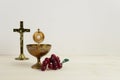 First Holy Communion background with gold chalice.