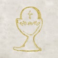 First holy communion, golden chalice Royalty Free Stock Photo