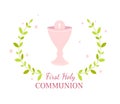 First holy communion greeting card design template Royalty Free Stock Photo