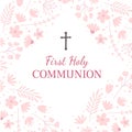 First holy communion greeting card design template Royalty Free Stock Photo