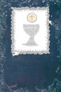 First holy communion invitation card.Vertical Royalty Free Stock Photo