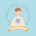 First Holy Communion Invitation. vector