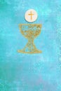 First Holy Communion invitation vertical card Royalty Free Stock Photo