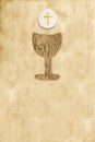 First Holy Communion invitation vertical card Royalty Free Stock Photo