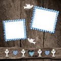 First Holy Communion, two blue photo frames Royalty Free Stock Photo