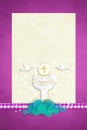 First Holy Communion vertical invitation girl Royalty Free Stock Photo