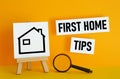 First home tips are shown using the text