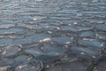 the first ice, sludge on the water of the lake in winter. Royalty Free Stock Photo
