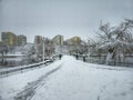 First important snow in Bucharest Royalty Free Stock Photo