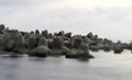 Tetrapod breakwater at Glagah beach, Yogyakarta, Indonesia