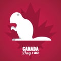 First july canada day celebration poster with beaver