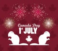 First july canada day celebration poster with beavers