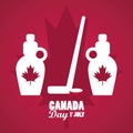 First july canada day celebration poster with maple syrup bottles Royalty Free Stock Photo