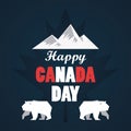 First july canada day celebration poster with mountains Royalty Free Stock Photo