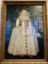 First known portrait of Princess Elizabeth Stuart at the Queen`s House museum in Greenwich London England