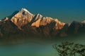 First light on Mount Kanchenjugha, Himalayan mountain range Royalty Free Stock Photo