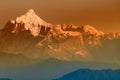 First light on Mount Kanchenjugha, Himalayan mountain range Royalty Free Stock Photo