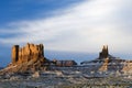 First Light on a snow covered Monument Valley