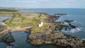 Elie Ness Lighthouse aerial view , Scotland, UK