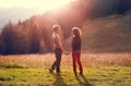 First love couple during high mountain trip Royalty Free Stock Photo